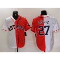 Houston Astros #27 Jose Altuve White Orange Split With Patch Cool Base Stitched Jersey