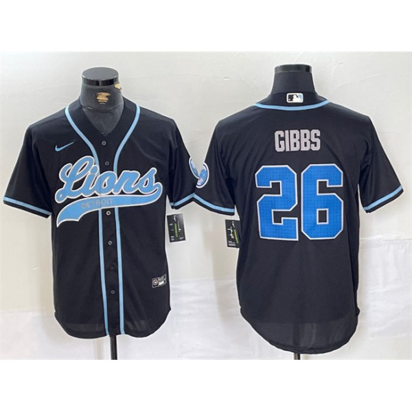 Detroit Lions #26 Jahmyr Gibbs Black Cool Base Stitched Jersey