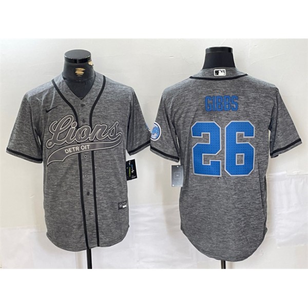 Detroit Lions #26 Jahmyr Gibbs Gray Cool Base Stitched Jersey