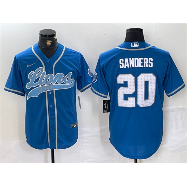 Detroit Lions #20 Barry Sanders Blue Cool Base Stitched Jersey