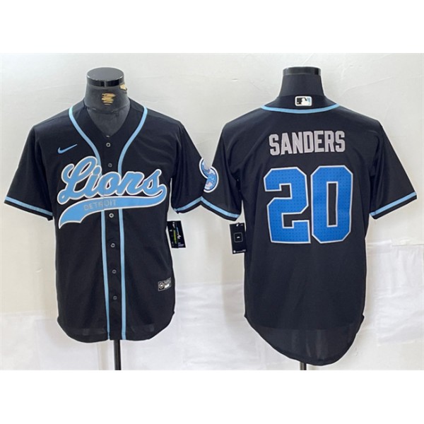 Detroit Lions #20 Barry Sanders Black Cool Base Stitched Jersey