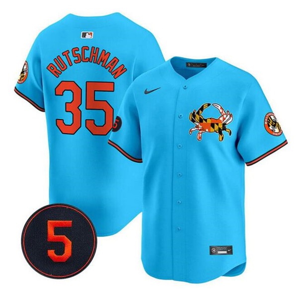 Baltimore Orioles #35 Adley Rutschman Blue With Patch Vapor Premier Limited Stitched Jersey