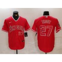 Los Angeles Angels #27 Mike Trout Red Stitched Jersey