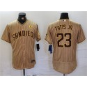 San Diego Padres #23 Fernando Tatis Jr. Tan With PS Patch Flex Base Stitched Jersey
