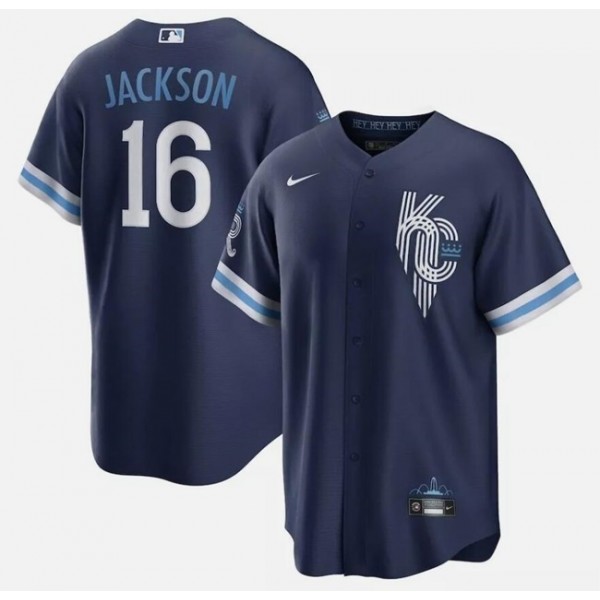 Kansas City Royals #16 Bo Jackson Navy City Connect Cool Base Stitched Jersey