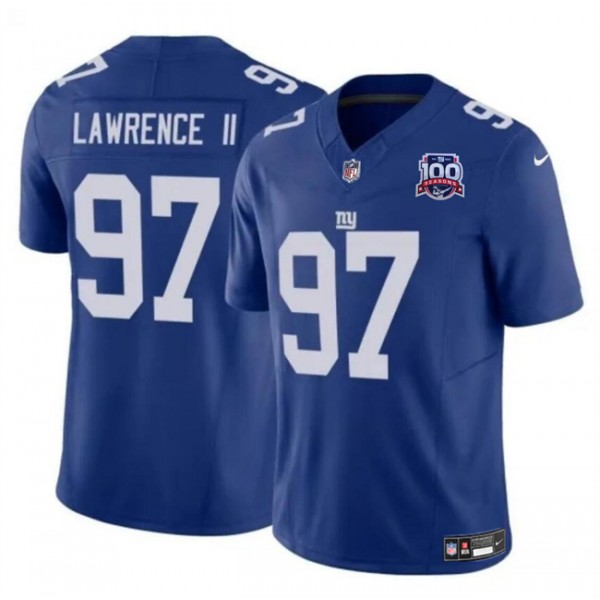 New York Giants #97 Dexter Lawrence II Blue 2024 F.U.S.E. 100TH Season Patch Vapor Untouchable Limited Stitched Jersey