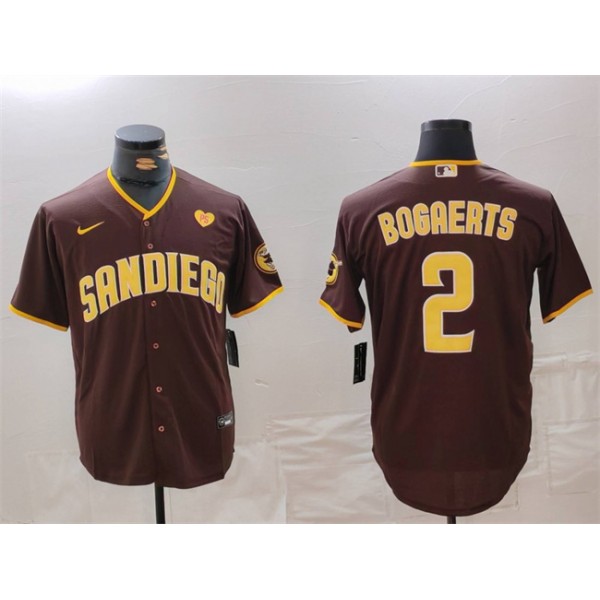 San Diego Padres #2 Xander Bogaerts Brown With PS Patch Cool Base Stitched Jersey
