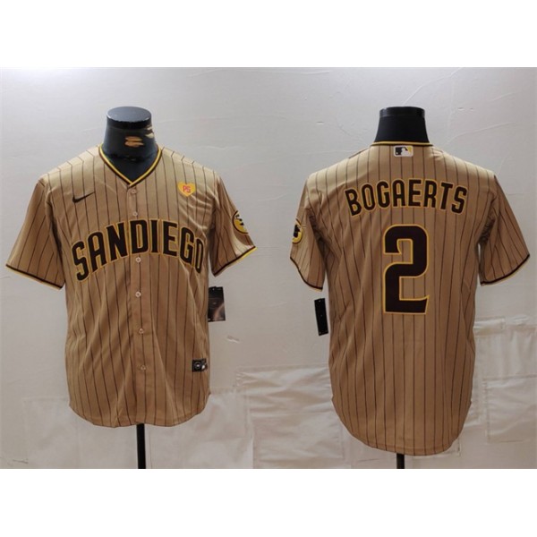 San Diego Padres #2 Xander Bogaerts Tan With PS Patch Cool Base Stitched Jersey