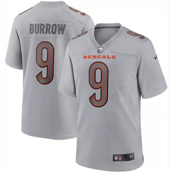 Cincinnati Bengals #9 Joe Burrow Gray Atmosphere Fashion Stitched Jersey