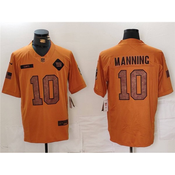New York Giants #10 Eli Manning 2023 Brown Salute To Service Limited Stitched Jersey