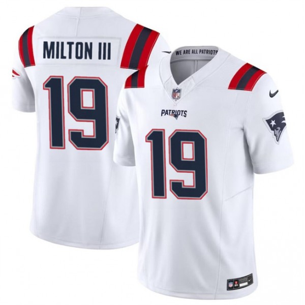 New England Patriots #19 Joe Milton III White 2023 F.U.S.E. Vapor Limited Stitched Jersey