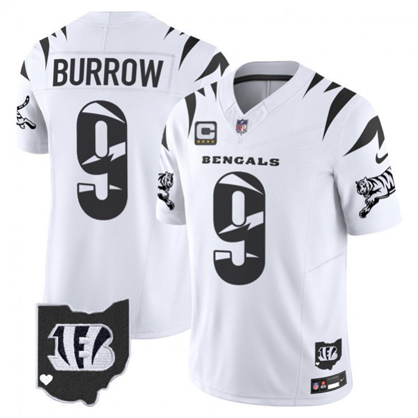 Cincinnati Bengals #9 Joe Burrow White Limited F.U.S.E. With 4-Star C Patch Special Vapor Untouchable Limited Stitched Jersey