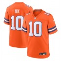 Denver Broncos #10 Bo Nix Orange Mile High Collection F.U.S.E. 1977 Throwback Stitched Game Jersey