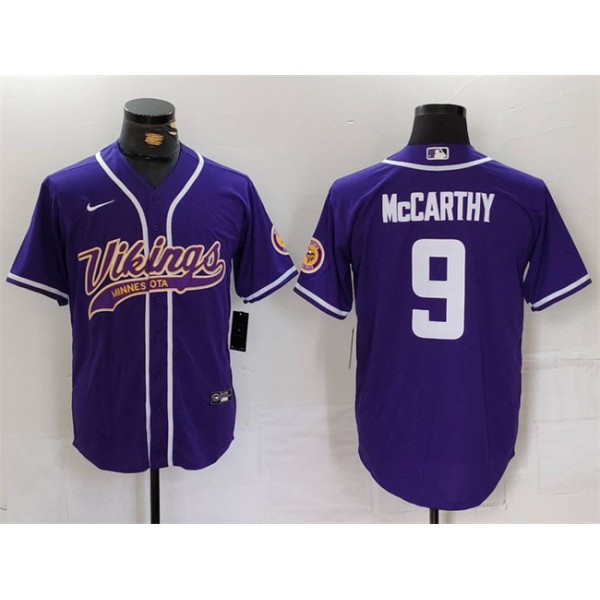 Minnesota Vikings #9 J.J. McCarthy Purple Cool Base Stitched Jersey