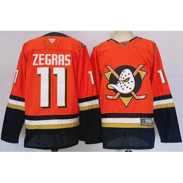 Anaheim Ducks #11 Trevor Zegras Orange Black 2024-25 Stitched Jersey