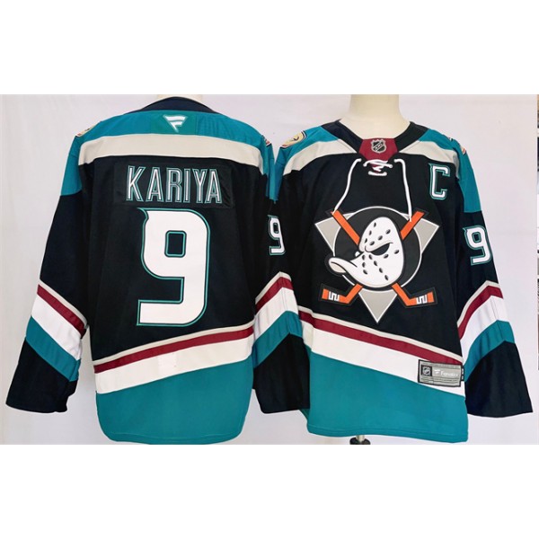 Anaheim Ducks #9 Paul Kariya Black Teal 2024-25 Stitched Jersey