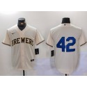 Milwaukee Brewers #42 Jackie Robinson Cream Cool Base Stitched Jersey
