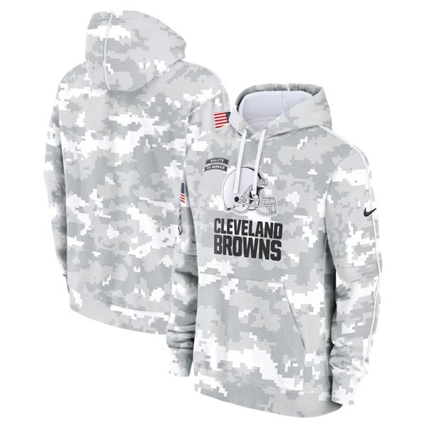 Cleveland Browns 2024 Arctic Camo Salute To Service Club Fleece Pullover Hoodie