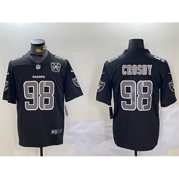 Las Vegas Raiders #98 Maxx Crosby Black With 65th Anniversary Patch Vapor Limited Stitched Jersey