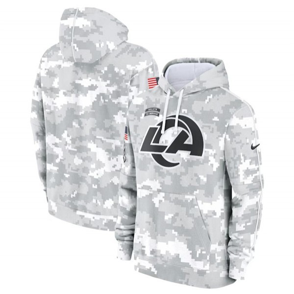 Los Angeles Rams 2024 Arctic Camo Salute To Service Club Fleece Pullover Hoodie