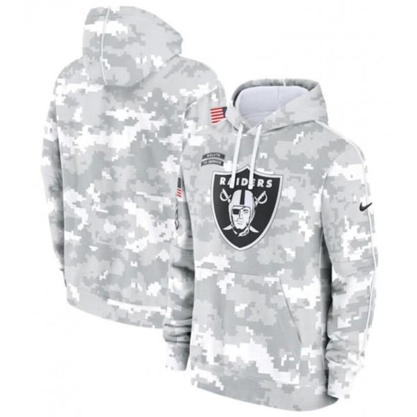 Las Vegas Raiders 2024 Arctic Camo Salute To Service Club Fleece Pullover Hoodie