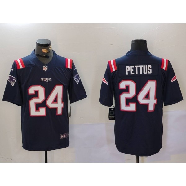 New England Patriots #24 Dell Pettus Navy Vapor Limited Stitched Jersey