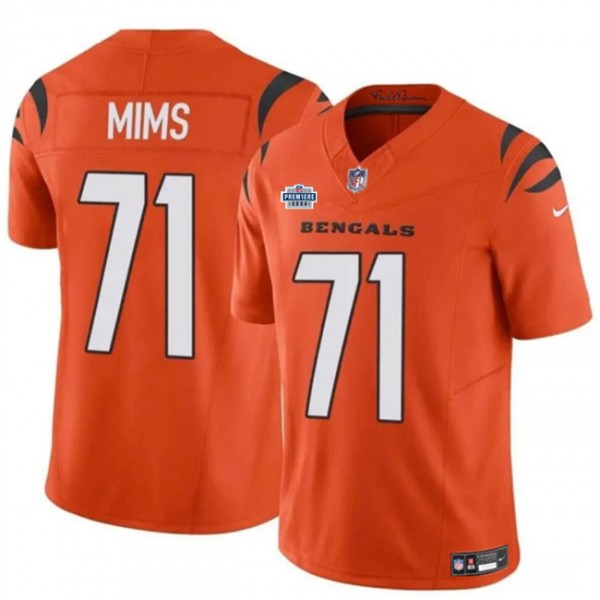Cincinnati Bengals #71 Amarius Mims Orange 2024 With Dradt Patch F.U.S.E Vapor Untouchable Limited Stitched Jersey