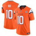 Denver Broncos #10 Bo Nix Orange 2024 F.U.S.E. With Draft Pacth And 1-Star C Patch Vapor Limited Stitched Jersey