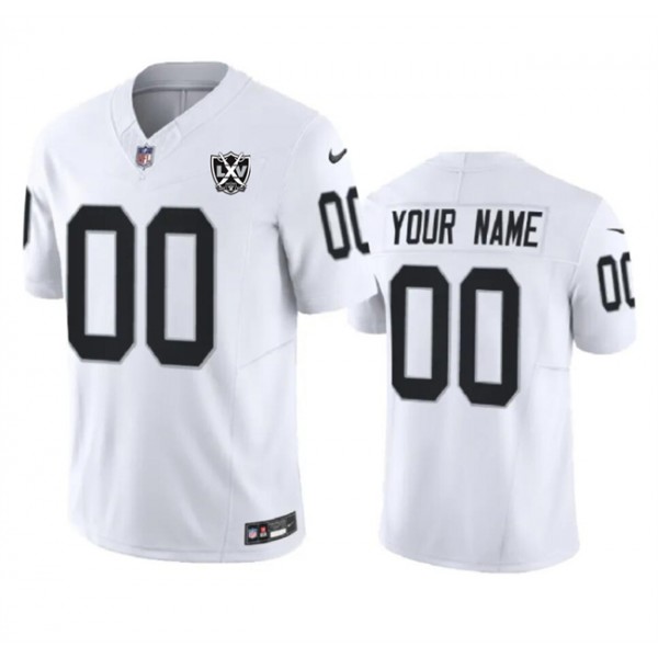 Las Vegas Raiders Custom White 2024 F.U.S.E 65th Anniversary Patch Vapor Stitched Jersey