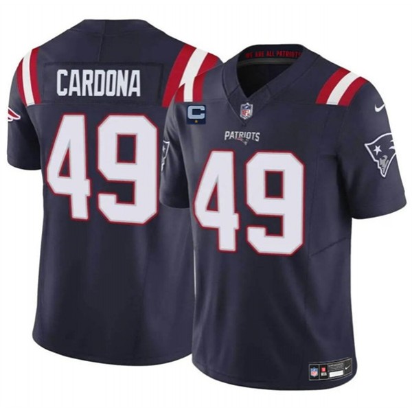 New England Patriots #49 Joe Cardona Navy 2024 F.U.S.E. With 1-Star C Patch Vapor Limited Stitched Jersey