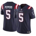 New England Patriots #5 Jabrill Peppers Navy 2024 F.U.S.E. With 3-Star C Patch Vapor Limited Stitched Jersey
