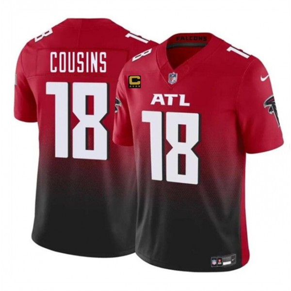 Atlanta Falcons #18 Kirk Cousins Red Black 2024 F.U.S.E With 4-Star C Patch Vapor Untouchable Limited Stitched Jersey