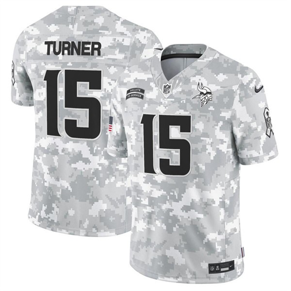 Minnesota Vikings #15 Dallas Turner Arctic Camo 2024 F.U.S.E. Salute To Service Limited Stitched Jersey