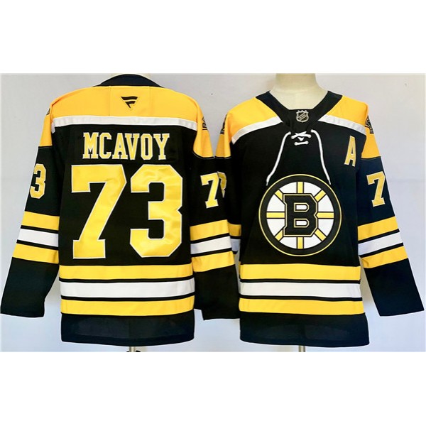 Boston Bruins #73 Charlie McAvoy Black 2024-25 With A Patch Home Stitched Jersey