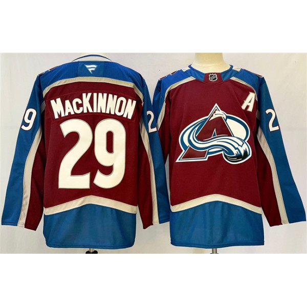 Colorado Avalanche #29 Nathan MacKinnon Burgundy 2024-25 Home With A Patch Stitched Jersey