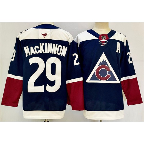 Colorado Avalanche #29 Nathan MacKinnon Navy 2024-25 Alternate With A Patch Stitched Jersey