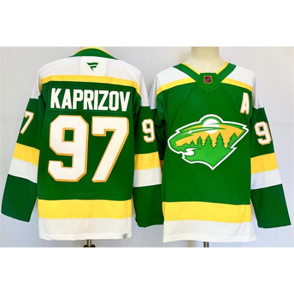 Minnesota Wild #97 Kirill Kaprizov Green 2024-25 Alternate With A Patch Stitched Jersey