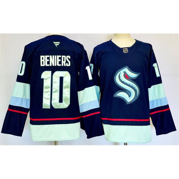 Seattle Kraken #10 Matty Beniers Navy 2024-25 Home Stitched Jersey