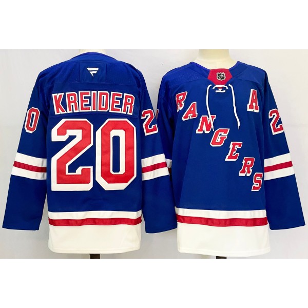 New York Rangers #20 Chris Kreider Royal 2024-25 Home With A Patch Stitched Jersey