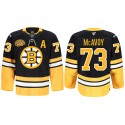Boston Bruins #73 Charlie McAvoy Black 2024 100th Anniversary Patch Stitched Game Jersey