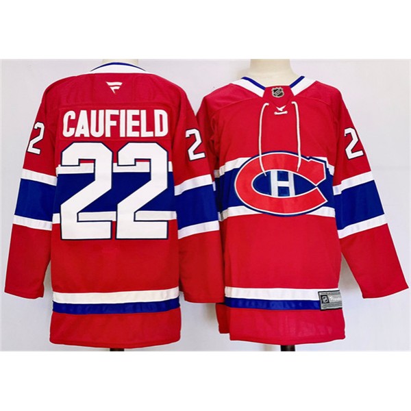 Montreal Canadiens #22 Cole Caufield Red 2024-25 Stitched Jersey