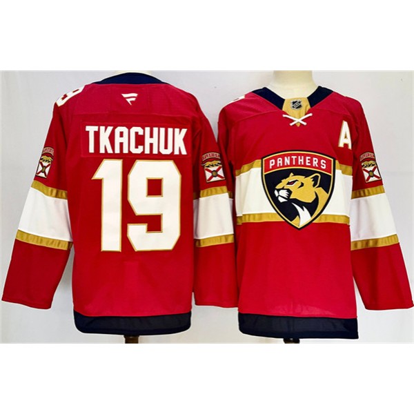 Florida Panthers #19 Matthew Tkachuk Red 2024-25 Home With A Patch Stitched Jersey