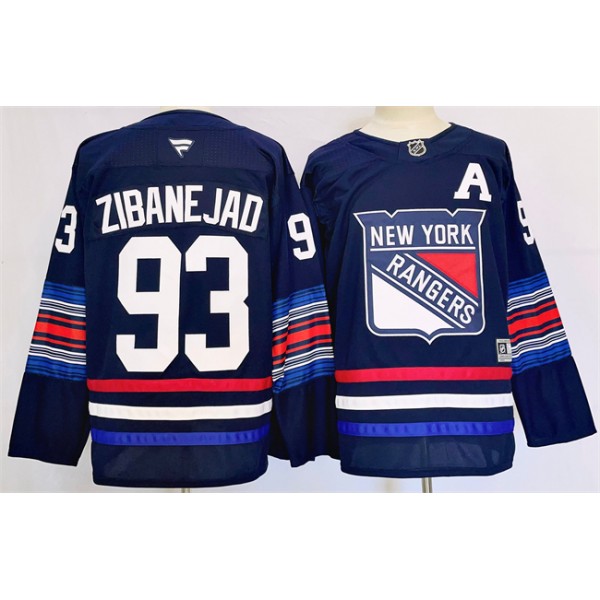 New York Rangers #93 Mika Zibanejad Navy 2024-25 Stitched Jersey
