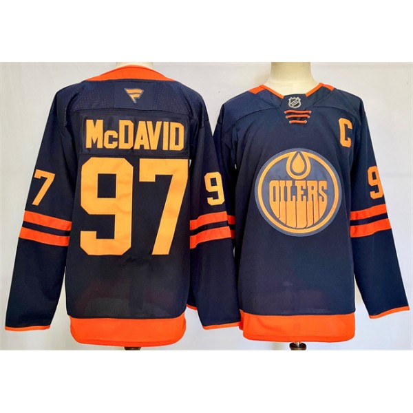 Edmonton Oilers #97 Connor McDavid Navy 2024-25 C Patch Stitched Jersey