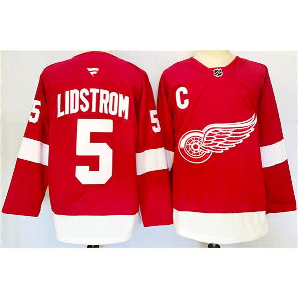Detroit Red Wings #5 Nicklas Lidström Red 2024-25 Stitched Jersey