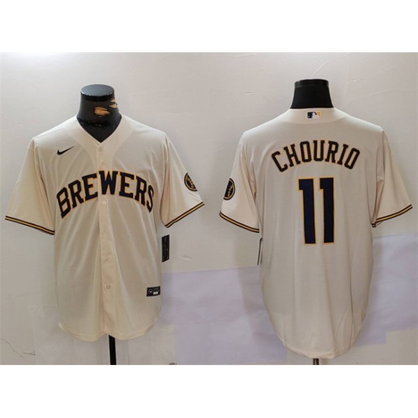 Milwaukee Brewers #11 Jackson Chourio Cream Cool Base Stitched Jersey