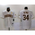 San Diego Padres #34 Michael King White With PS Patch Cool Base Stitched Jersey