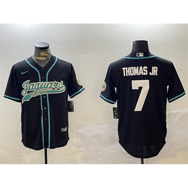 Jacksonville Jaguars #7 Brian Thomas Jr Black With Patch Cool Base Stitched Jersey