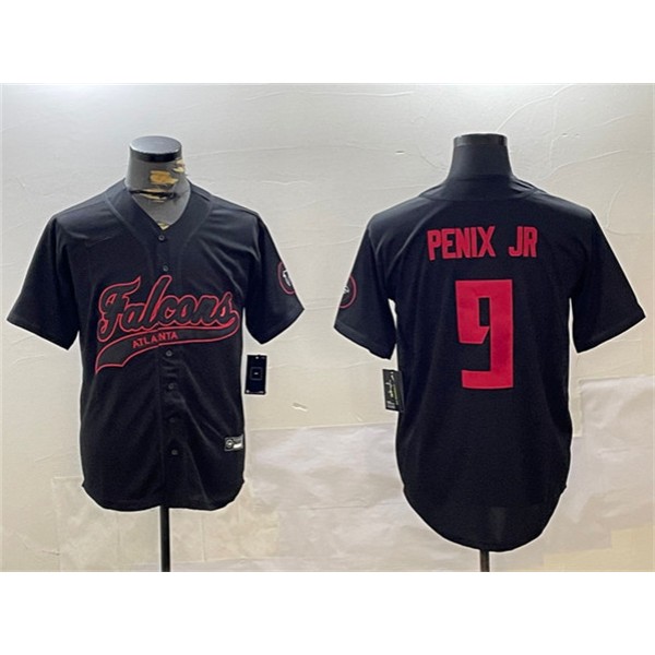 Atlanta Falcons #9 Michael Penix Jr. Black With Patch Cool Base Stitched Jersey