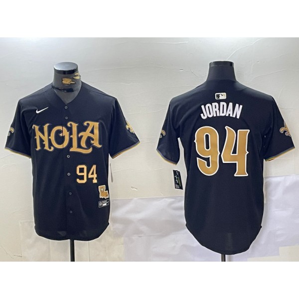New Orleans Saints #94 Cameron Jordan Black Cool Base Stitched Jersey